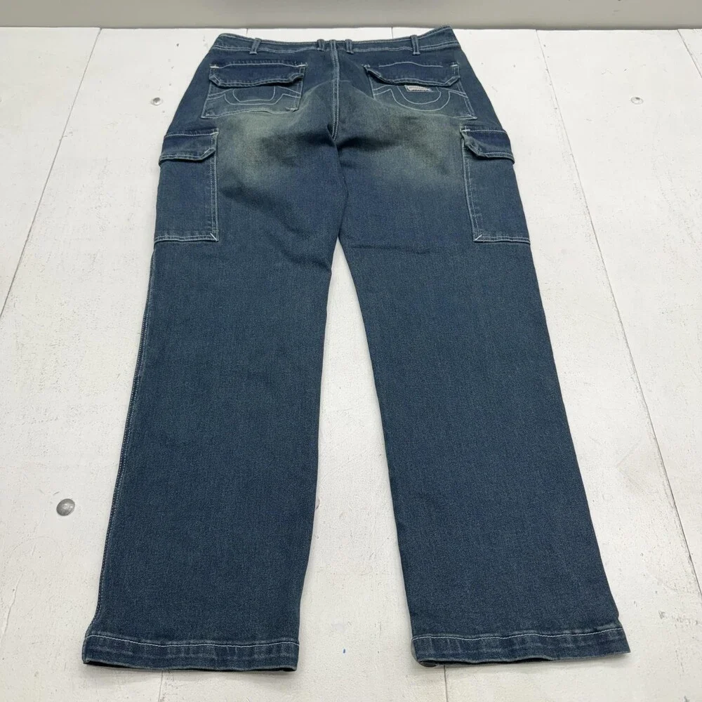True Religion Jeans Mens 33x31 Blue Relaxed Straight Cargo Stretch Denim